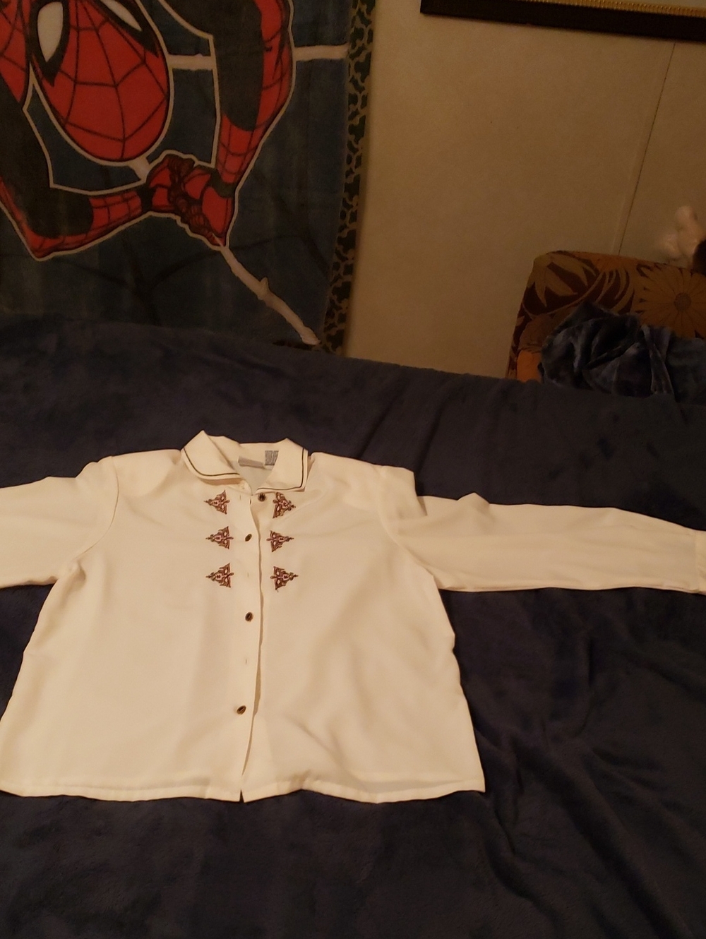 Koret Cream Button-Up Jacket with Embroidered Accents